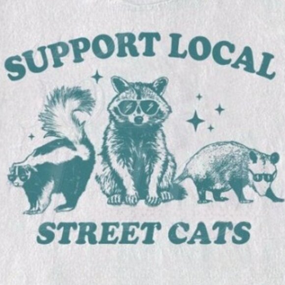 Support Your Local Street Cats Graphic T-Shirt, Retro Unisex Adult T Shirt - Picture 2 of 3